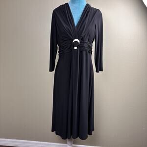 Jones of New York Dress Black Women 14 knee length ruched